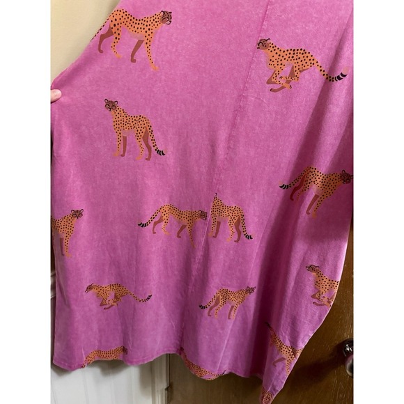 NEW Easel Mineral Wash Pink Cheetah T-shirt Shift Dress Pockets 2X New With Tags - Picture 11 of 13